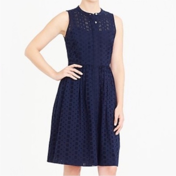 J. Crew Eyelet Shirtdress Sleeveless Navy blue, XS - Picture 5 of 10